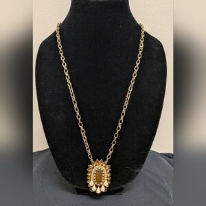 Vintage Gold Topaz Pendant Necklace